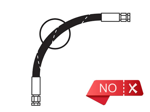 A drawing shows the high pressure rubber hose is spiraled installed.
